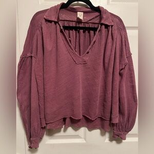 We The Free Mauve V-Neck Blouse